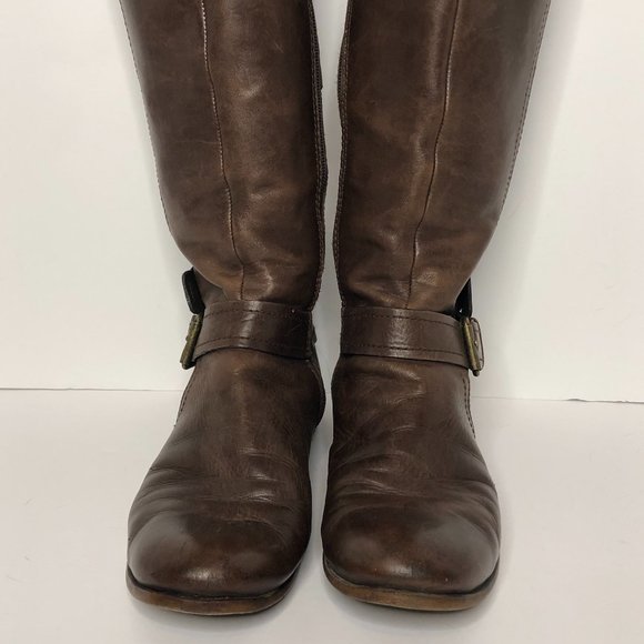 Nine West "Vashiza" Leather Riding Knee Tall MOTO Boot Quiet Luxury Country - Picture 4 of 16